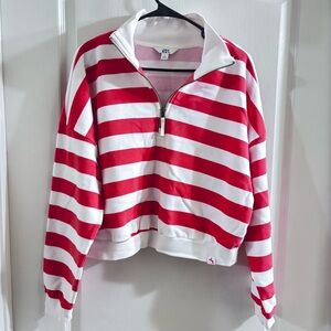 JoyLab Red and White Striped Turtleneck Sweater